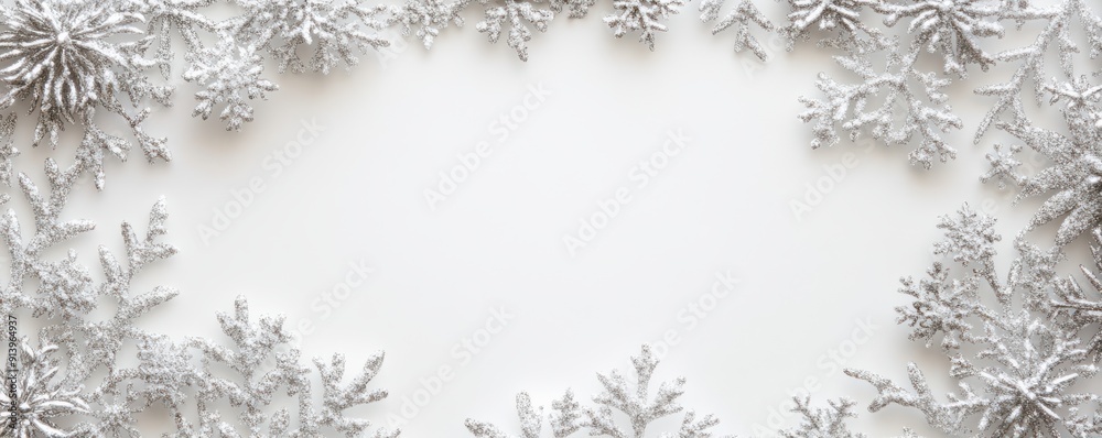 Snowy fir branch frame for winter holiday design Snowy fir branch frame for winter holiday design