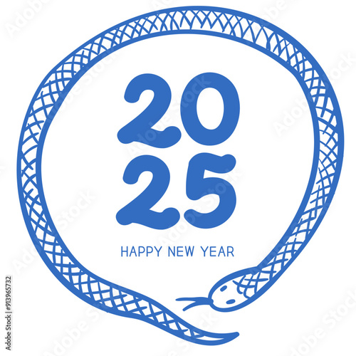 2025년 새해 연하장 뱀 일러스트. 새해 인사 연하장