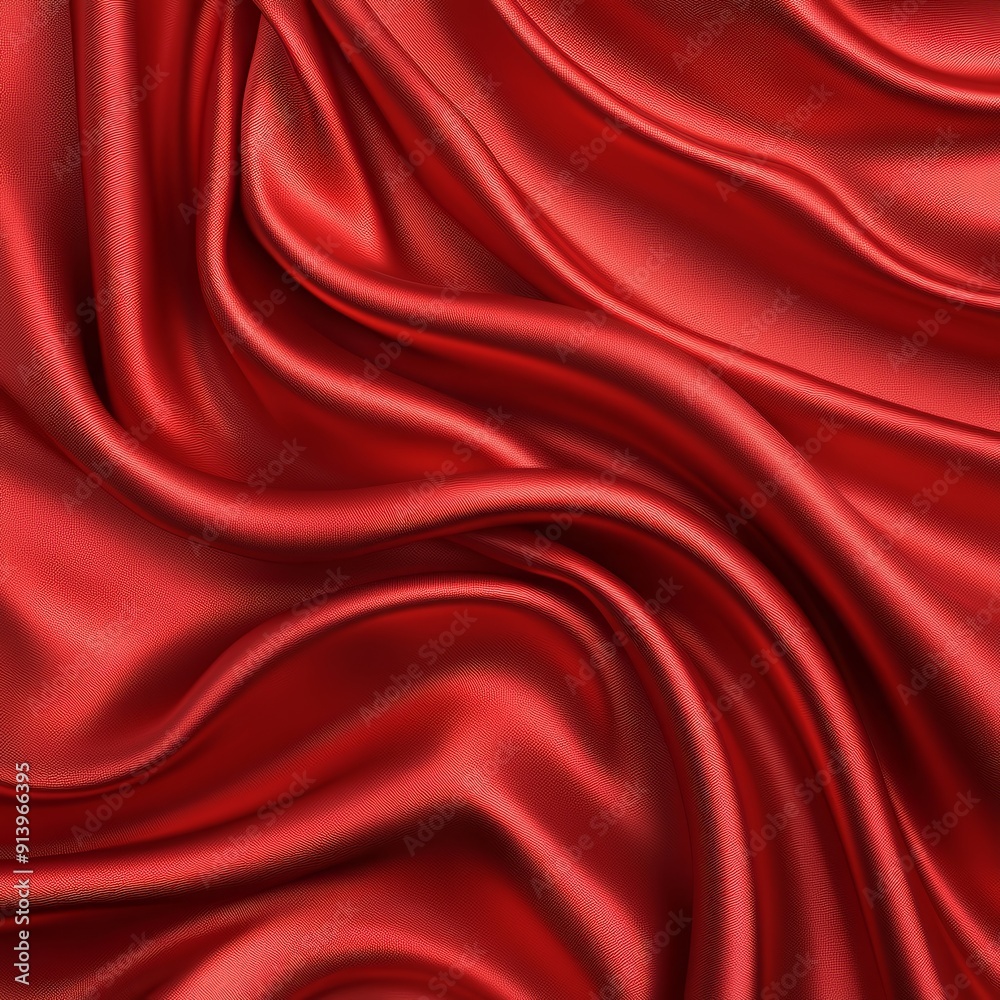 Obraz premium Luxurious red silk fabric with elegant folds and a smooth texture, perfect for backgrounds and design elements.