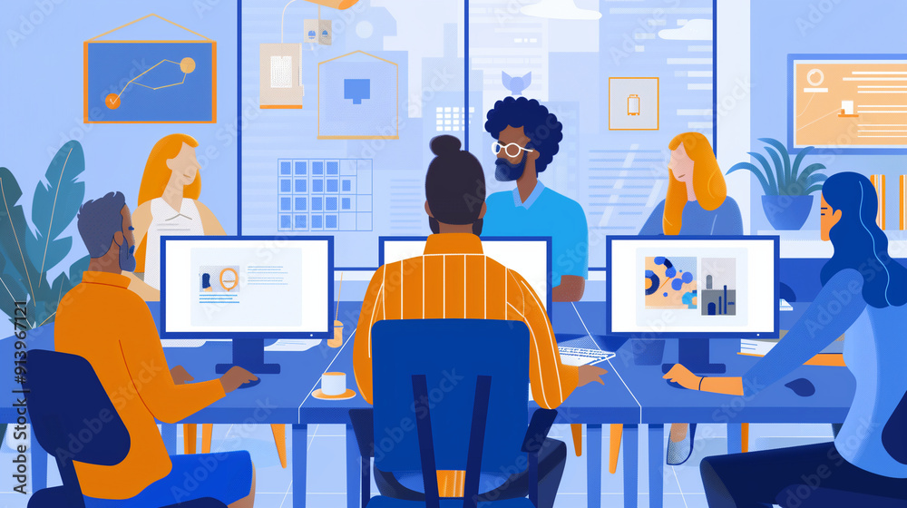 Colleagues engaging in a video conference with remote teams , Business, Labor Day, Office Colleagues engaging in a video conference with remote teams , Business, Labor Day, Office