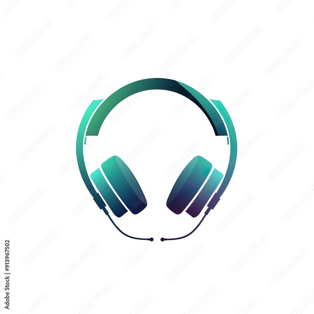 Gradient Green and Purple Headphones with a Microphone, generative ai image Gradient Green and Purple Headphones with a Microphone, generative ai image