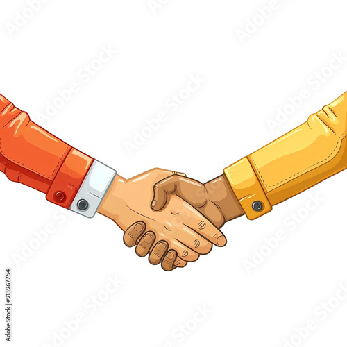 close up shaking hands with business colleagues, transparent background