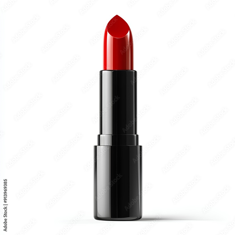 red lipstick isolated on white background with shadow. red lipstick tube for beauty cosmetics red lipstick isolated on white background with shadow. red lipstick tube for beauty cosmetics