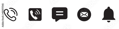 Phone icon vector set.Message, Notification symbol collection