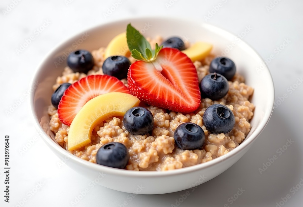 Homemade Oatmeal - A homemade oatmeal bowl topped with fresh fruit for a healthy start to your day Homemade Oatmeal - A homemade oatmeal bowl topped with fresh fruit for a healthy start to your day