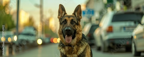 Loyal German Shepherd dog working as a police K-9, 4K hyperrealistic photo