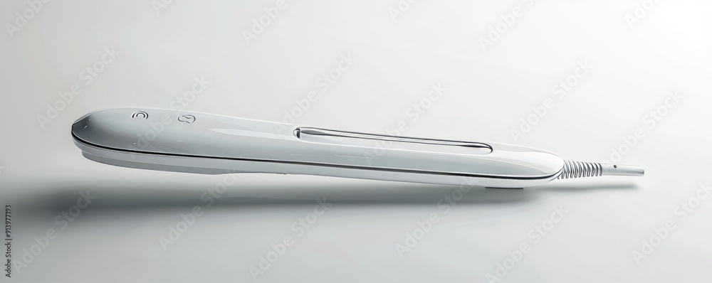 Isolated white straightener on white background, 4K hyperrealistic photo Isolated white straightener on white background, 4K hyperrealistic photo