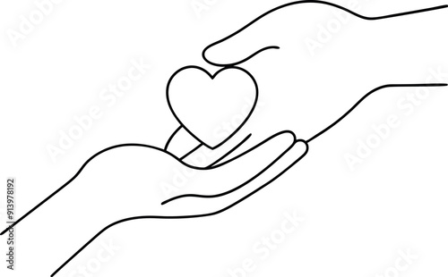 Hand Giving Heart Illustration of Love, Care, and Compassion photo