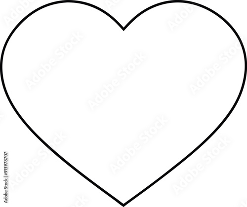 Simple Outline Of A Heart Shape On White Background