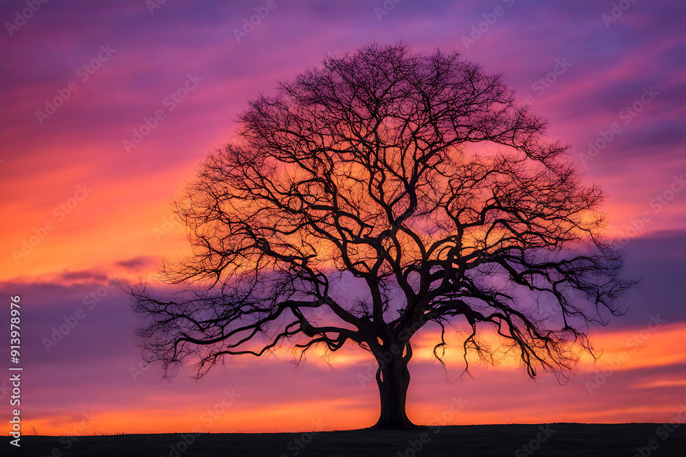 Tree silhouette at sunset Tree silhouette at sunset