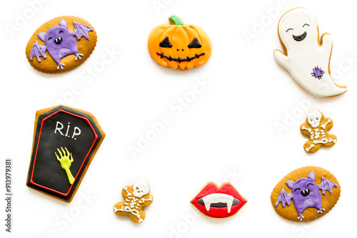 Tombstone with sign R.I.P. - Halloween cookies, top view