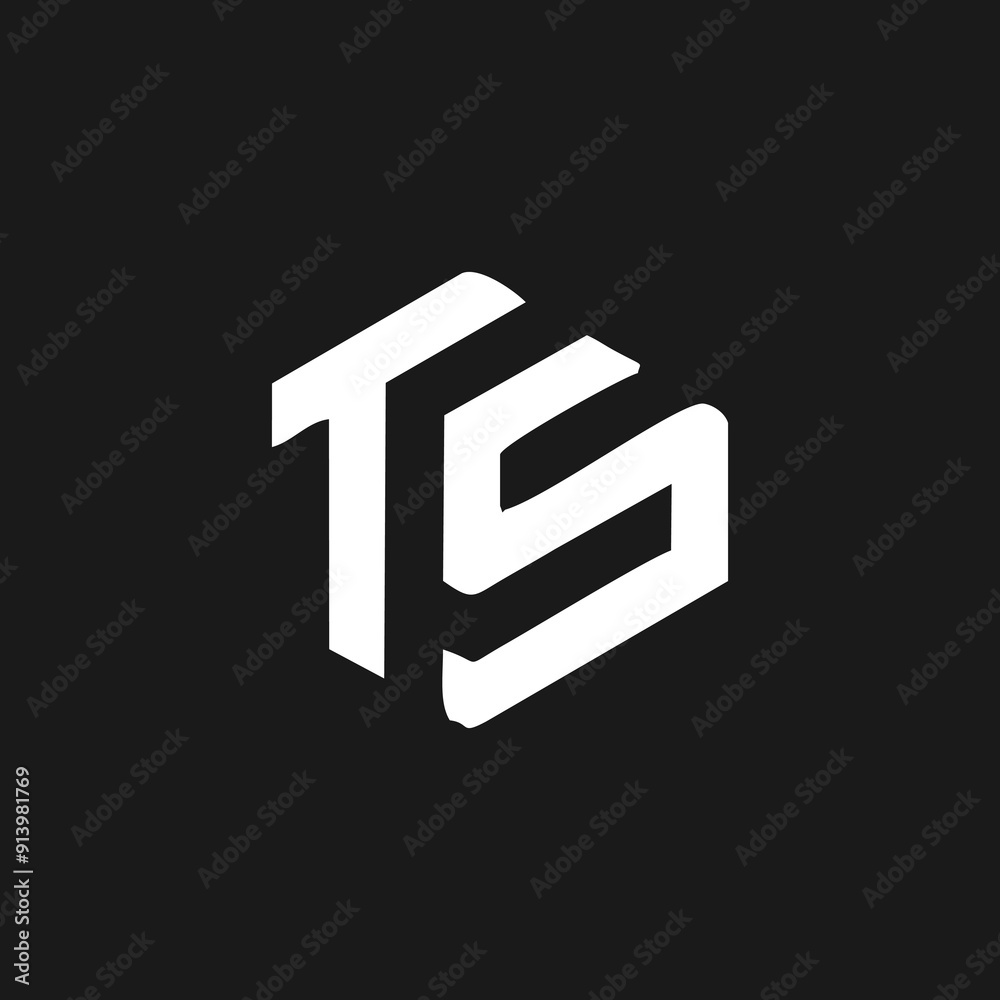 Creative and Minimalist Letter ST TS Logo Design Icon, Editable in Vector Format in Black and White Color