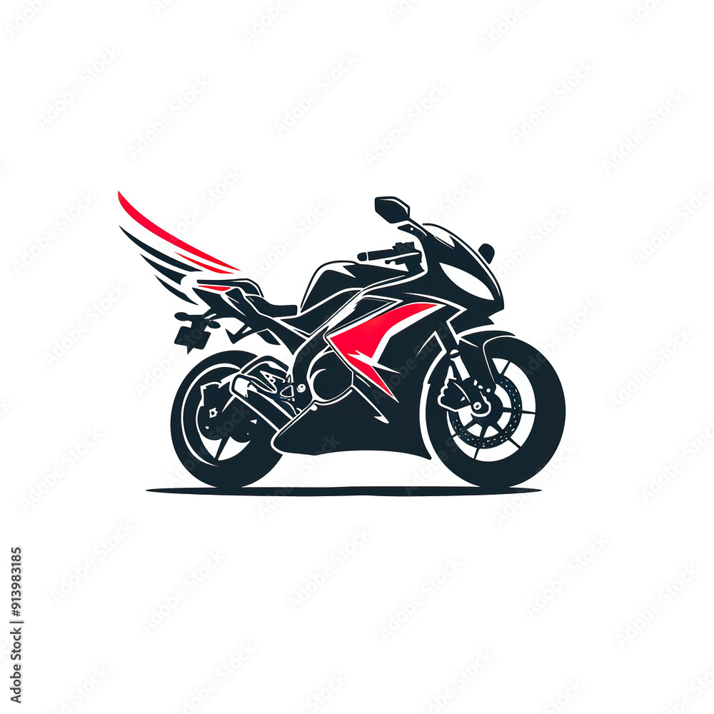 Obraz premium Black and Red Sportbike Motorcycle with Wing Design, generative ai image