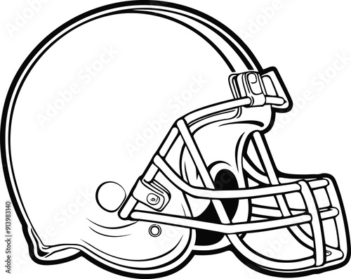 American football helmet vector outline