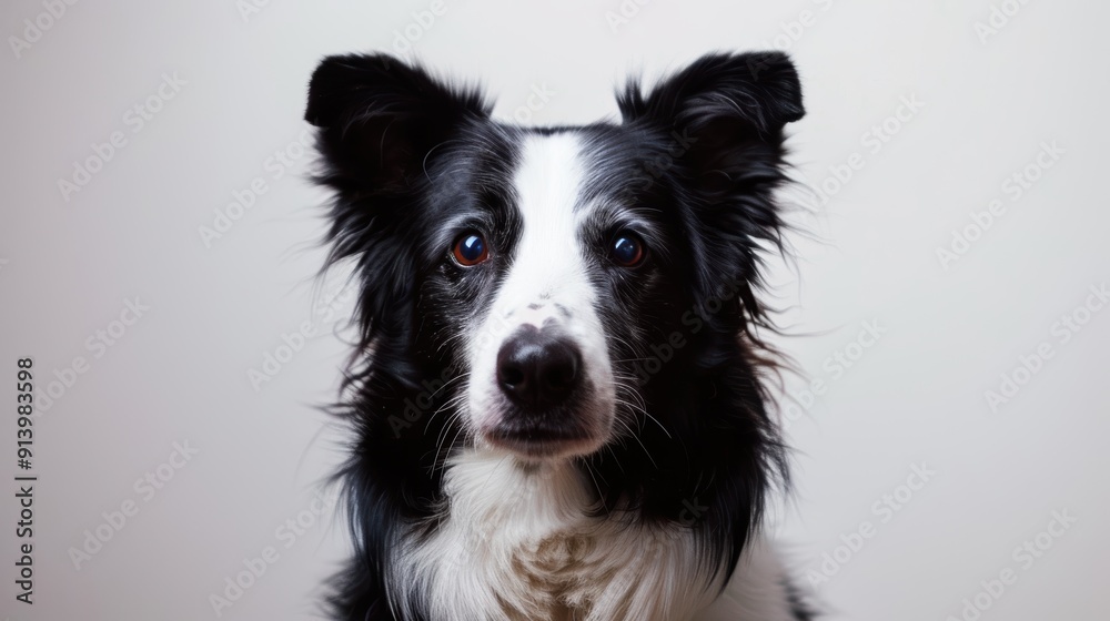 Portrait of an adorable border collie dog looking curious with its big brown eyes Portrait of an adorable border collie dog looking curious with its big brown eyes