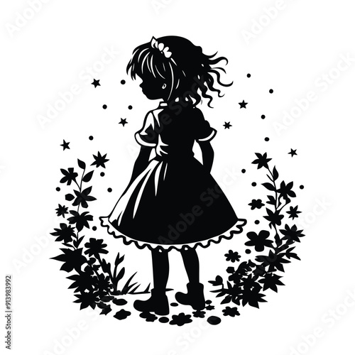 Little Girl Silhouette Vector