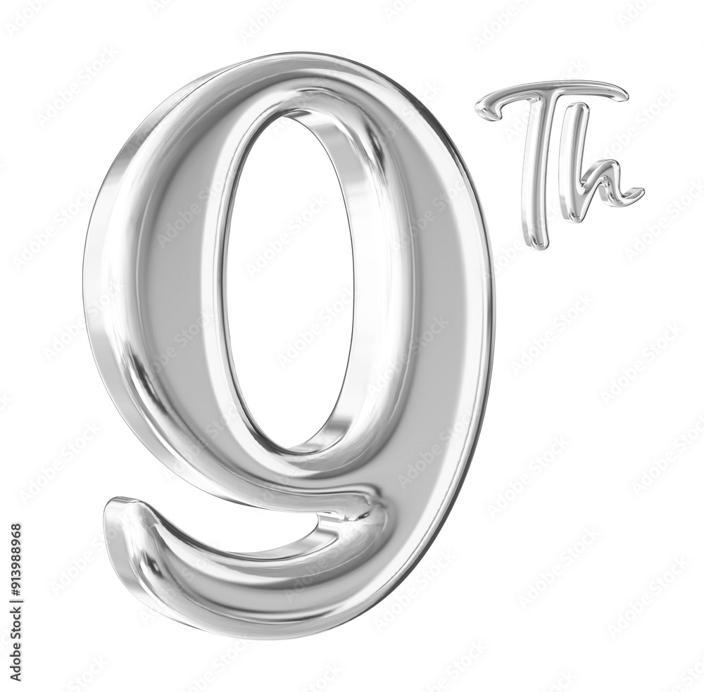 9th Anniversary Silver Number 3D 9th Anniversary Silver Number 3D