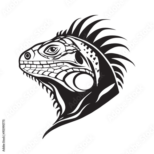 Iguana head concept logo graphic design reptile Vector Image isolated on white