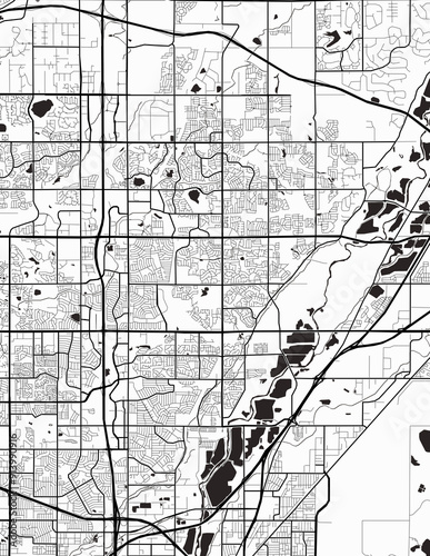 Minimalist white map of Thornton, Colorado – A modern map print highlighting infrastructure of the city, useful for tourism purposes
