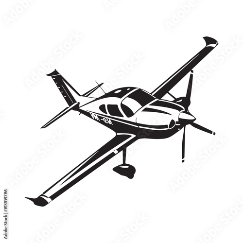 Small plane light aircraft flying vector isolated Stock Vector Image ion white background