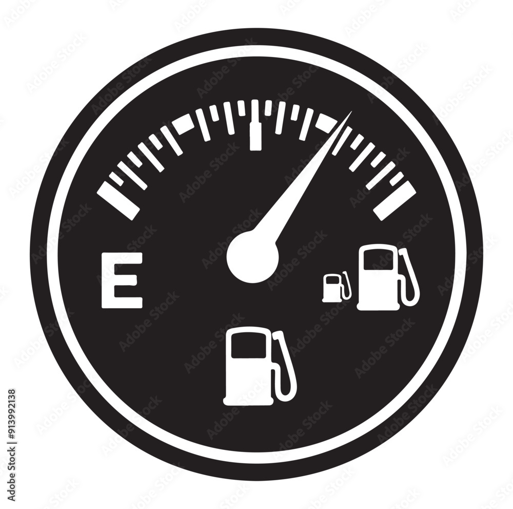 Fuel gauge indicator silhouette vector illustration.
Fuel gauge indicator silhouette vector illustration.
