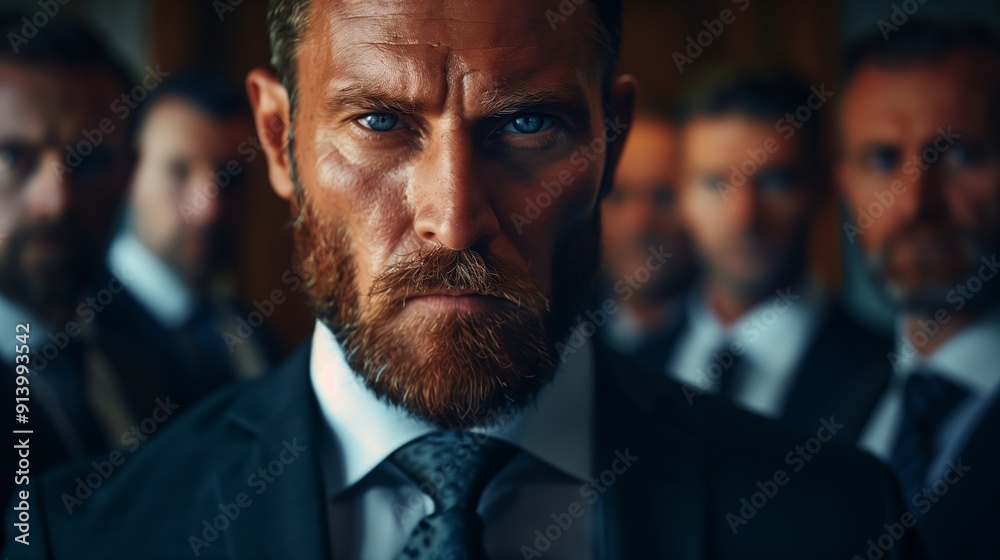Serious Business Meeting With Multiple Executives in Formal Attire in a Stylish Office Setting Serious Business Meeting With Multiple Executives in Formal Attire in a Stylish Office Setting