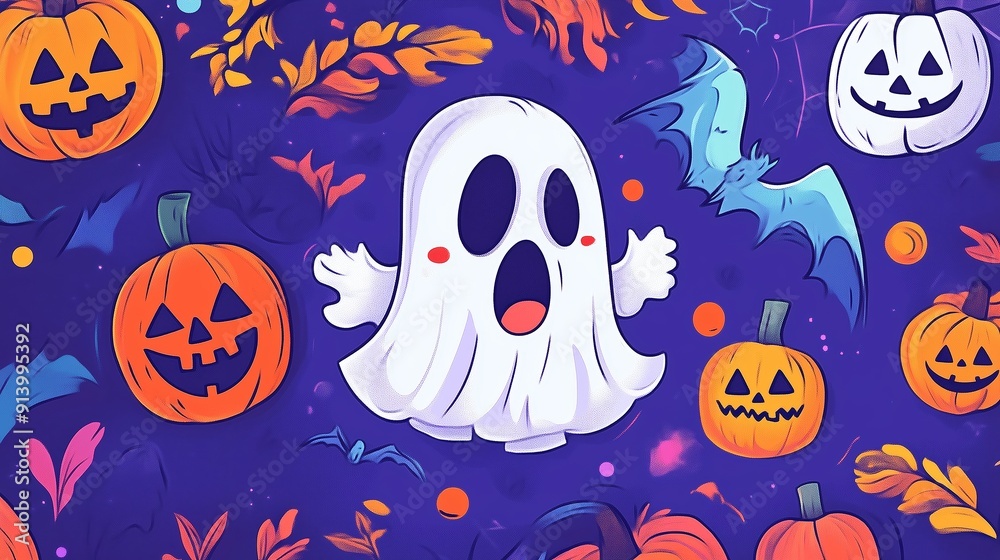 Cute illustration in cartoon style, with a focus on Halloween. Cute illustration in cartoon style, with a focus on Halloween.