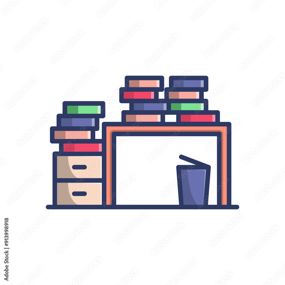 Workplace minimalist vector illustration ,simple transparent graphic element .Isolated on white background