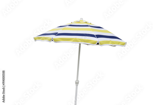 Striped Beach Umbrella Cutout | Isolated Summer Icon | Tropical Vacation Graphic | White Background | Digital Art