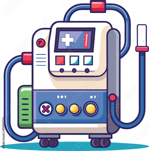 Medical ventilator machine colorful editable vector
