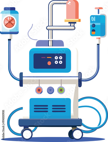 Medical ventilator machine colorful editable vector

