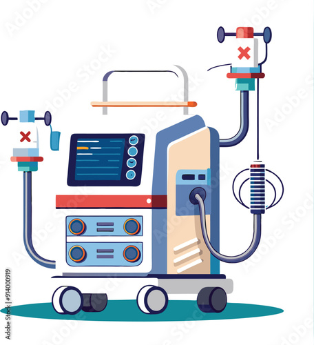 Medical ventilator machine colorful editable vector
