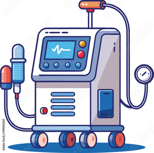 Medical ventilator machine colorful editable vector

