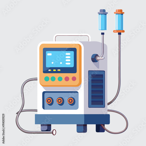 Medical ventilator machine colorful editable vector
