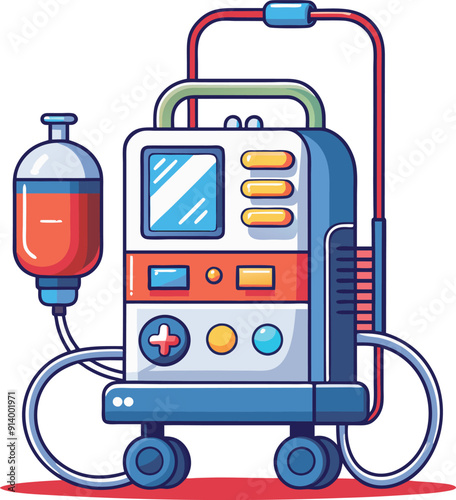 Medical ventilator machine colorful editable vector
