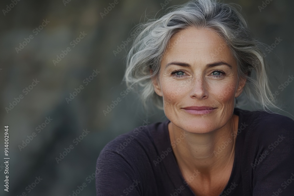 A graceful older woman with fine grey hair, sits in a contemplative pose, beautifully captured in soft lighting, showcasing her elegant features and serene demeanor. A graceful older woman with fine grey hair, sits in a contemplative pose, beautifully captured in soft lighting, showcasing her elegant features and serene demeanor.