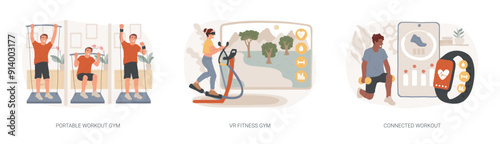 Sport lifestyle isolated concept vector illustration set.