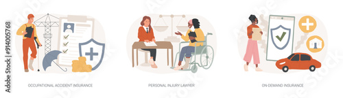 Employee health isolated concept vector illustration set.