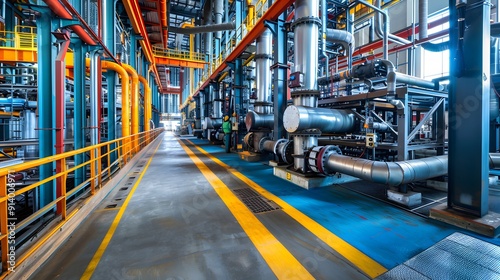  an advanced industrial facility with waste heat recovery systems, optimized processes, and energy-efficient machinery, reducing overall energy consumption
