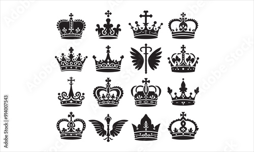 Medieval royal crown queen monarch king lord silhouette icons stock illustration
Crown - Headwear, Vector, Coronation, Logo, Queen Royal Person