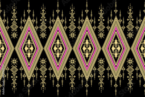 Rug carpet background Geometric ethnic oriental ikat pattern traditional Design for background, carpet, wallpaper, clothing, wrapping, Batik, fabric, Vector illustration