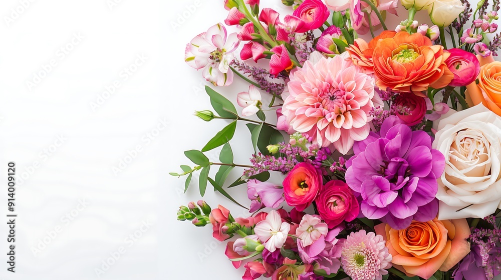 Colorful flower arrangement on white background Colorful flower arrangement on white background