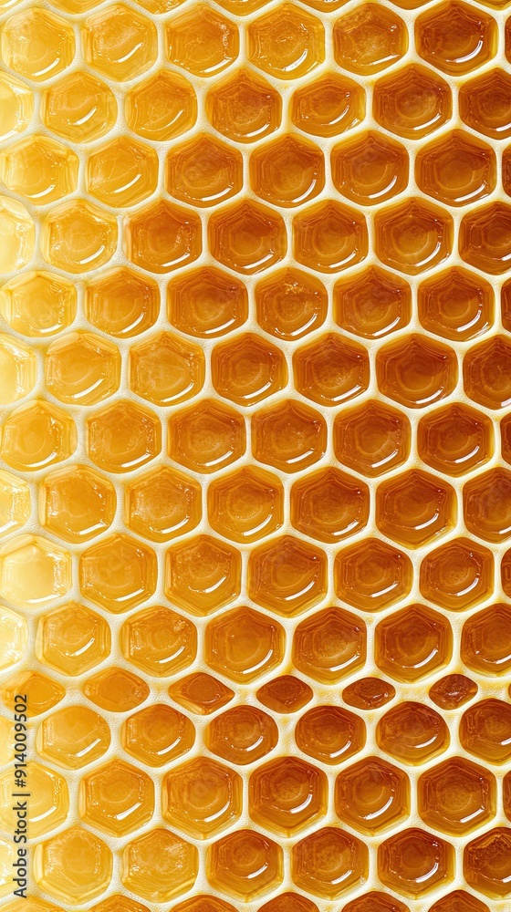 Close-Up View of Golden Honeycomb Structure With Hexagonal Cells Close-Up View of Golden Honeycomb Structure With Hexagonal Cells