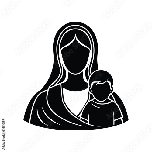 Mother and Baby Silhouette Vector