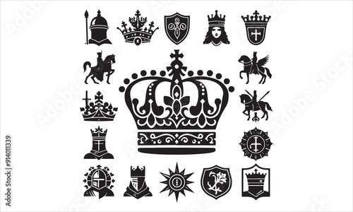 Medieval royal crown queen monarch king lord silhouette icons stock illustration
Crown - Headwear, Vector, Coronation, Logo, Queen Royal Person