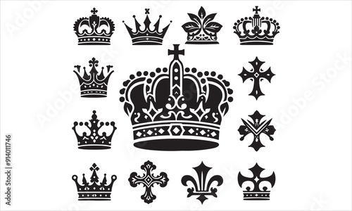 Medieval royal crown queen monarch king lord silhouette icons stock illustration
Crown - Headwear, Vector, Coronation, Logo, Queen Royal Person
