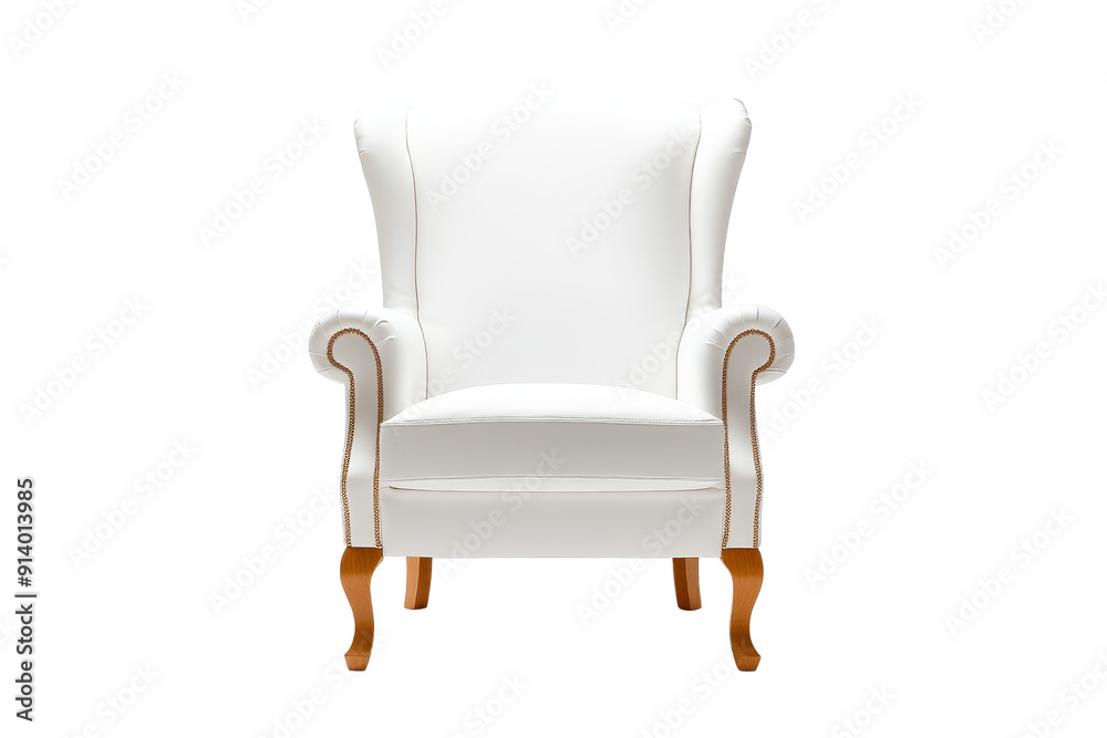 White Wingback Armchair with Wooden Legs White Wingback Armchair with Wooden Legs