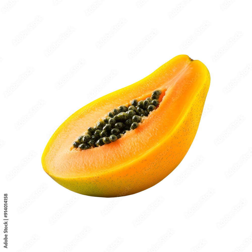 Fresh Papaya Slice with Green Leaf Isolated Fresh Papaya Slice with Green Leaf Isolated