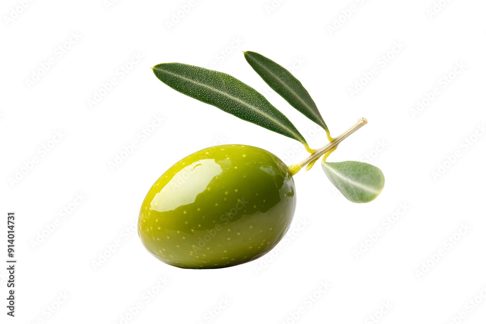 Obraz premium Green Olive with Leaf