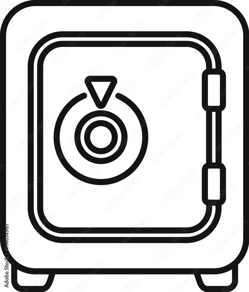 Line drawing of a bank safe with a combination lock, symbolizing security and protection of assets Line drawing of a bank safe with a combination lock, symbolizing security and protection of assets